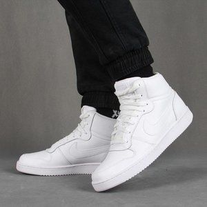 Nike Mens Court Vision Mid Sneaker Shoes Size 12 White Leather 80s Style Lace Up